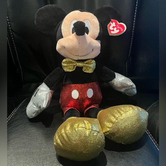 NEW TY Beanie Buddy Disney 9" MICKEY MOUSE Super Sparkle Red Plush MWMTs - Picture 1 of 9